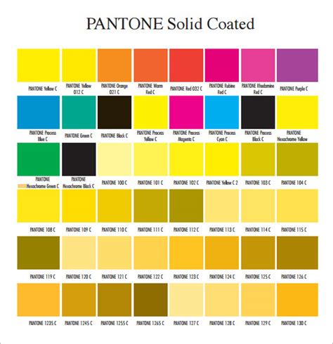 Pantone Color Chart Templates Doc Pdf Pantone Color Chart Riset My