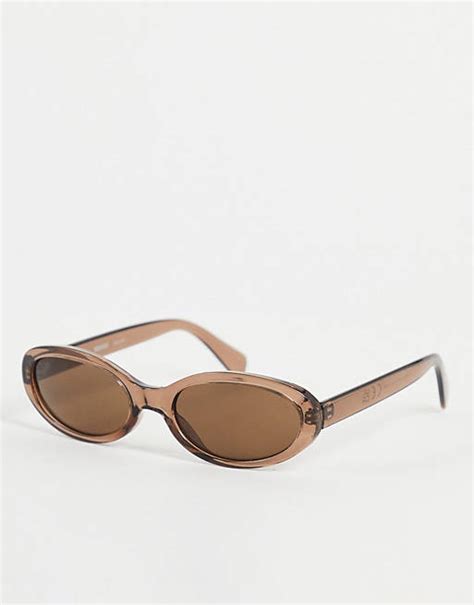Weekday 90s Oval Sunglasses In Brown Asos