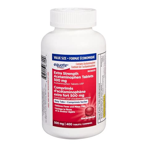 Equate Extra Strength Acetaminophen Tablets 500 Mg Walmart Canada