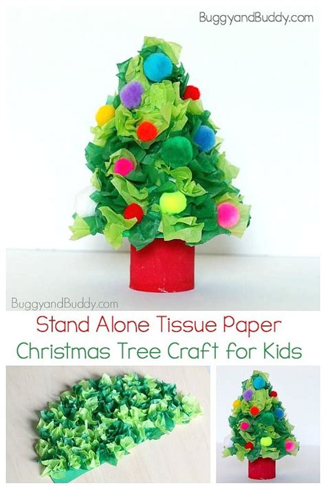 Christmas Tree Craft Using Tissue Paper 크리스마스 카드 어린이를 위한 공예 크리스마스