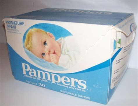 Vtg 70s Pampers Disposable Baby Diapers Plastic 27ct Preemie Reborn