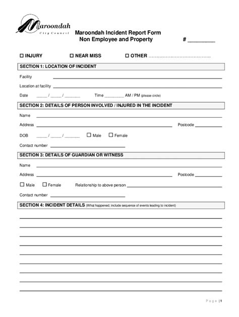 Fillable Online Maroondah Incident Report Form Non Employee And Fax Email Print PdfFiller