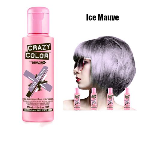 Crazy Color Semi Permanent Hair Color Cream 100ml Ice Mauve 4pcs