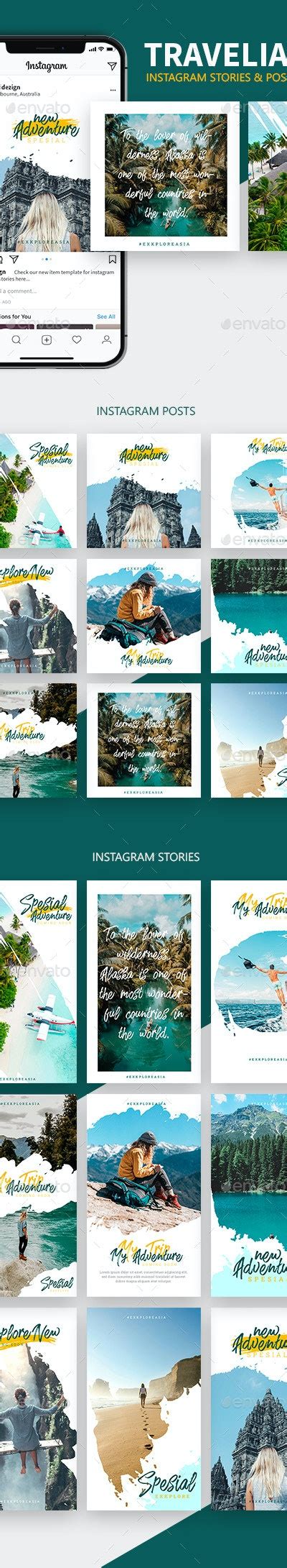 Travelia Instagram Templates By Haidezign Graphicriver