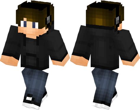 Cool Boy Skin With Headphones Black Hoodie And Cool Shoes Minecraft