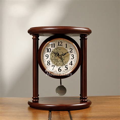 Wall Clocks Retro Wooden Wall Clock Round Desk Clock Antique Home