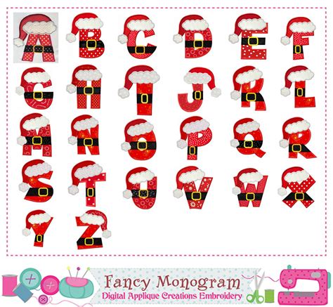 Santa Claus Letters Applique Design Christmas Monograms Applique