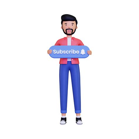 3d Man Holds A Subscribe Button 10872965 Png