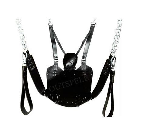 real black leather sex swing sling with stirrups bondage bdsm etsy