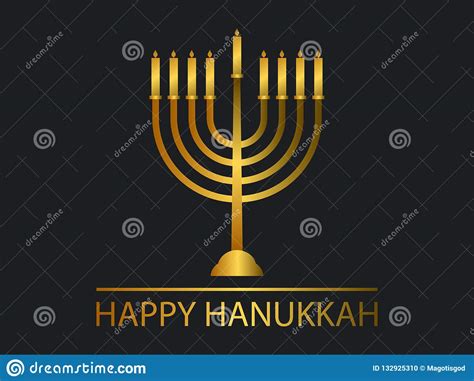 hanukkah feliz menorah con nueve velas pendiente del oro vector ilustración del vector