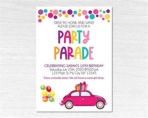 Drive Thru Birthday Invitation Drive By Birthday Party Etsy In 2021