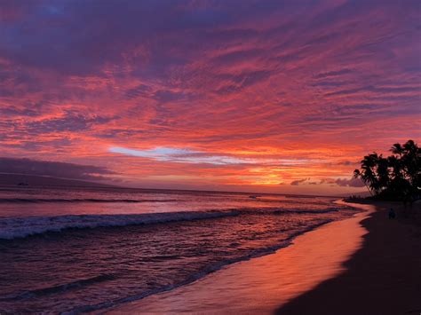 Maui Beach Wave Purple Sky Sunset Hawaii Print Or Canvas Etsy