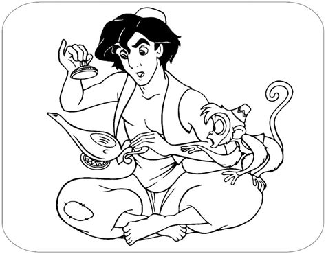 Coloriage Aladdin et Jasmine Amoureux télécharger et imprimer gratuit