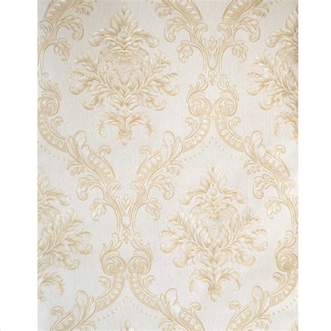 Gold White Damask Wallpaper Luxury Classic European White And Gold