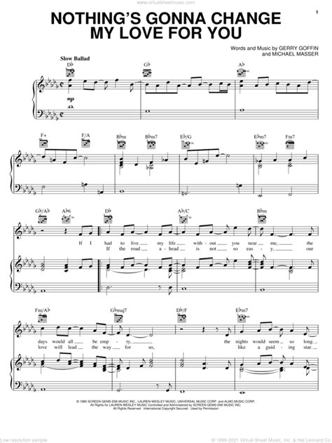 Nothings Gonna Change My Love For You Sheet Music For Voice Piano Or