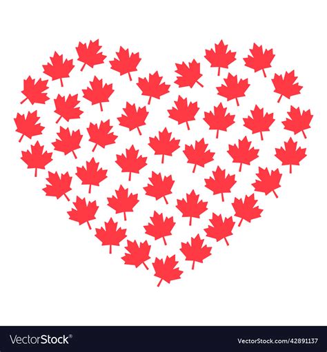 Maple Leaf Heart Flat High Quality Royalty Free Vector Image