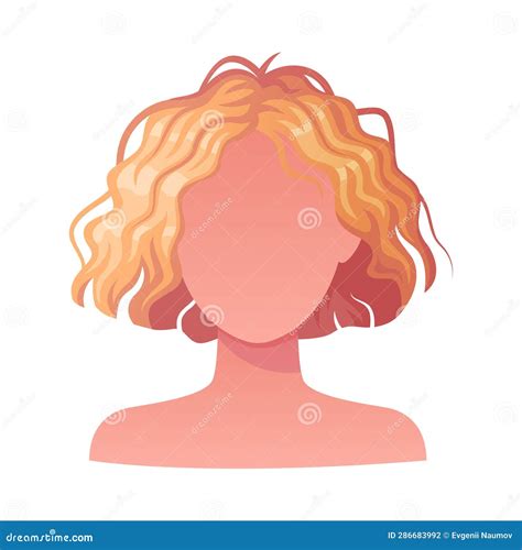 woman hairstyle with short blonde wavy hair type with head and neck portrait vector illustration