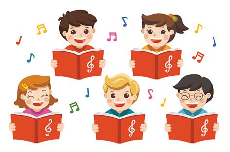 Choir Girls And Boys Singing A Song Stock Illustration Download Image