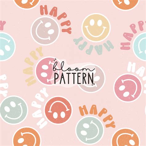 Retro Smiley Face Seamless Happy Print Seamless Pattern Repeating File