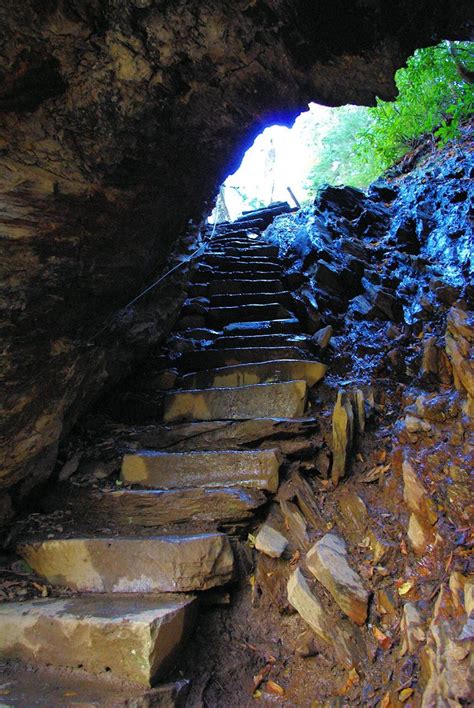 Alum Cave Hiking Trail By Rock Cliffs On Way To Mt Leconte