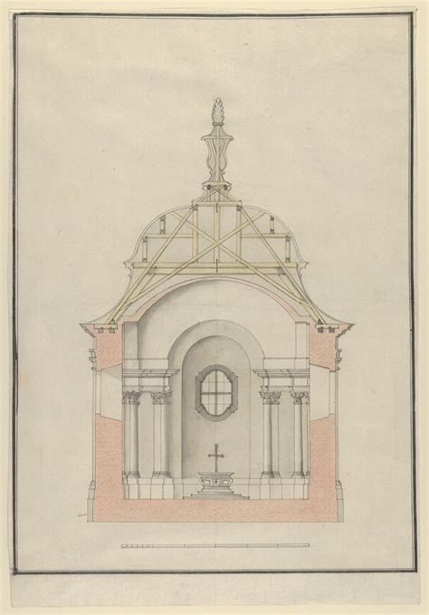 Cross Section Of A Baroque Church Or Chapel With A Bell Shaped Roof