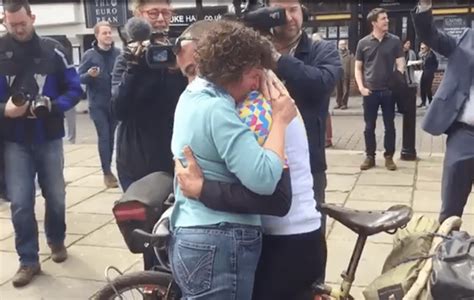Overjoyed Mom Happy To See His Son Who Was Biking Around The World For