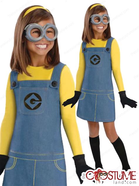 Despicable Me 2 Female Minion Girls Costume Kids Fancy Dress Up