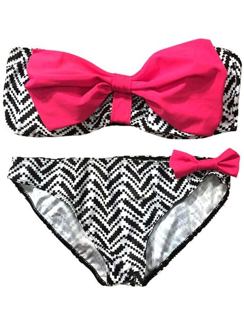 [41 off] 2021 bandeau bowknot trimming bikini set for women in rose dresslily