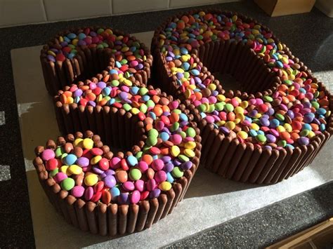 Number cake decorating tutorial with whipping cream. 3 0 chocolate finger and smarties, chocoholics 30th ...