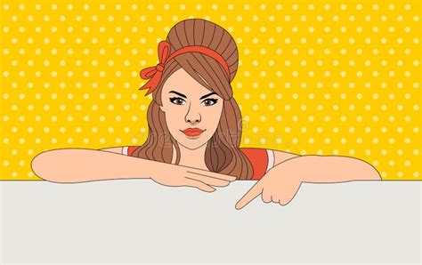 Woman Pointing To Empty Board Stock Vector Illustration Of Pointing Femininity 72225990
