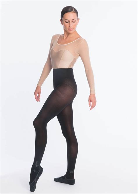Satin And Sheer Bodysuit And Black Opaque Pantyhose As Pants Sheer