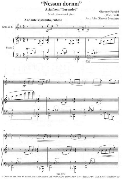 Tu pure, o principessa, nella tua fredda stanza guardi le stelle che tremano d'amore e di speranza… MusicaInfo.net/dettagli/Nessun Dorma (Trp Pno) (98080001)