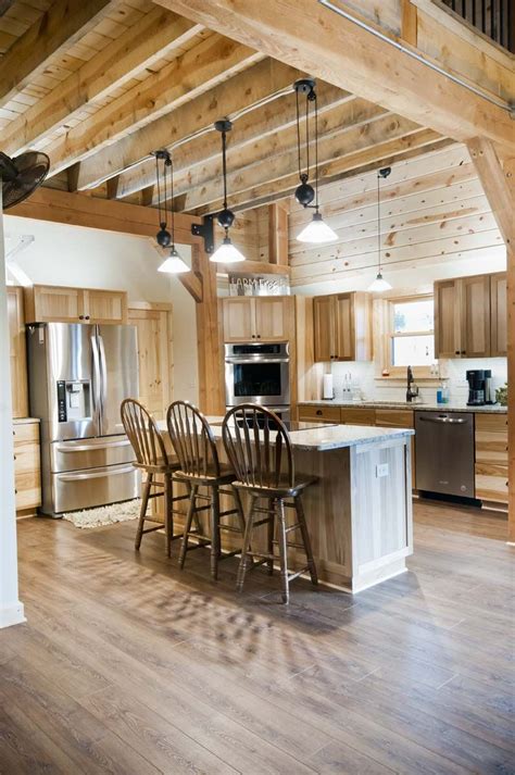Living Spaces Legacy Post And Beam Cabin Interior Design Post And