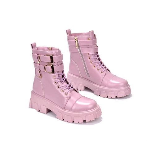 Pink Combat Boots Latiashoetiquellc