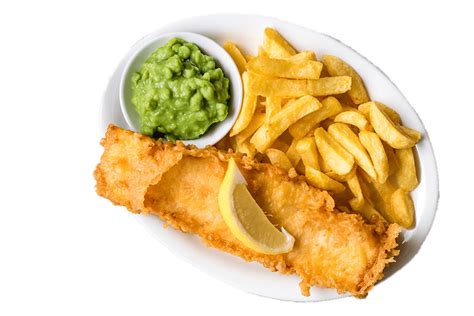 Fish And Chips With Pea Mash Transparent Png Stickpng