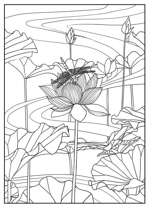 Lotus by mizu - Flowers Adult Coloring Pages - Page 2