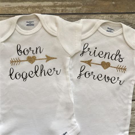 It comes with six short sleeved bodysuits, four pairs. Born Together Twin Baby Girl Onesies Twin Baby Shower Gift