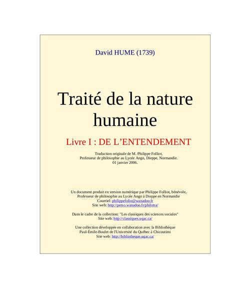Hume Traité De La Nature Humaine Explication De Texte - Hume Traité De La Nature Humaine Explication De Texte