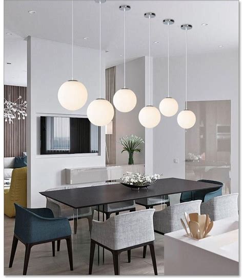 Luminaire suspension salle a manger. LED design Suspension with white glass ball en 2020 ...