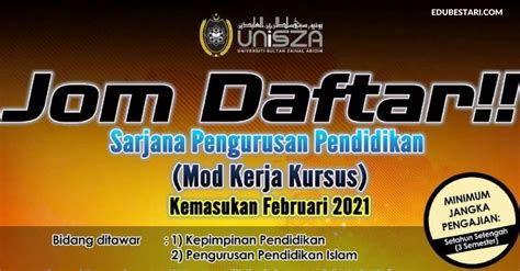 · lulus sijil pelajaran malaysia (spm) / setaraf dengan mendapat kepujian dalam mata pelajaran bahasa melayu atau kepujian bahasa melayu kertas julai dan lulus dalam mata pelajaran sejarah Permohonan Sarjana Pengurusan Pendidikan Unisza Kemasukan ...