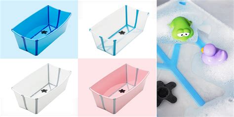 After a leisurely baby bath time, just fold it together and stow it away. Stokke® Flexi Bath® White
