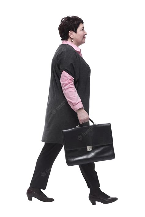 Premium Photo | Side view business woman with leather briefcase