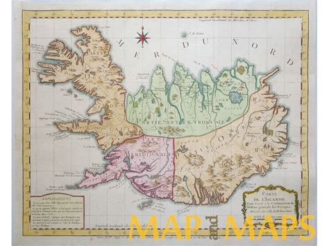 Iceland Carte De L Islande Old Antique Map By Bellin 1768 Map And