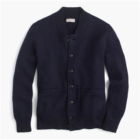 Jcrew Wallace And Barnes Boiled Wool Bomber Jacket In Navy Blue For