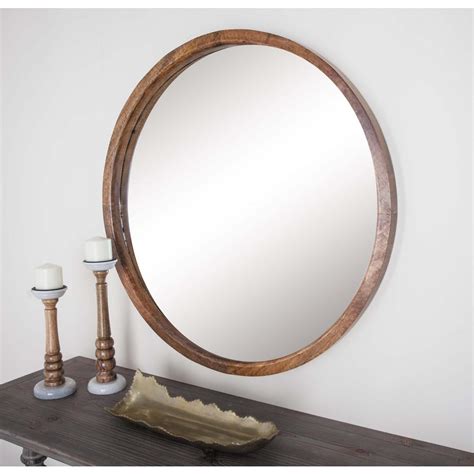 36 In Round Brown Framed Wall Mirror 77129 The Home Depot