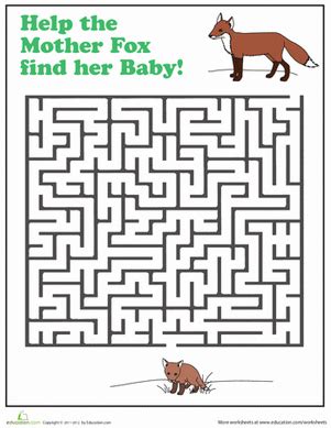 Teacher first writes a word on the board. Fox Maze | Worksheet | Education.com