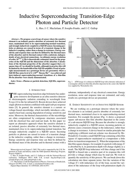 Pdf Inductive Superconducting Transition Edge Photon And Particle Detector