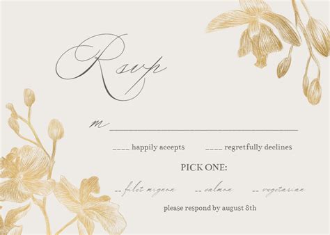 Gold Orchids Wedding Invitation Template Greetings Island