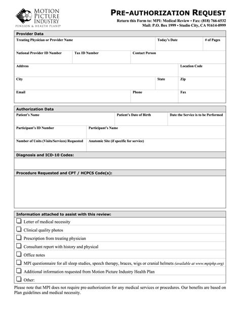 Authorization Form Template