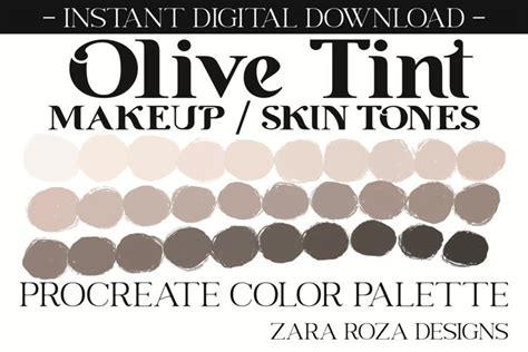 Olive Tint Skin Tones Procreate Color Palette 30 Swatches